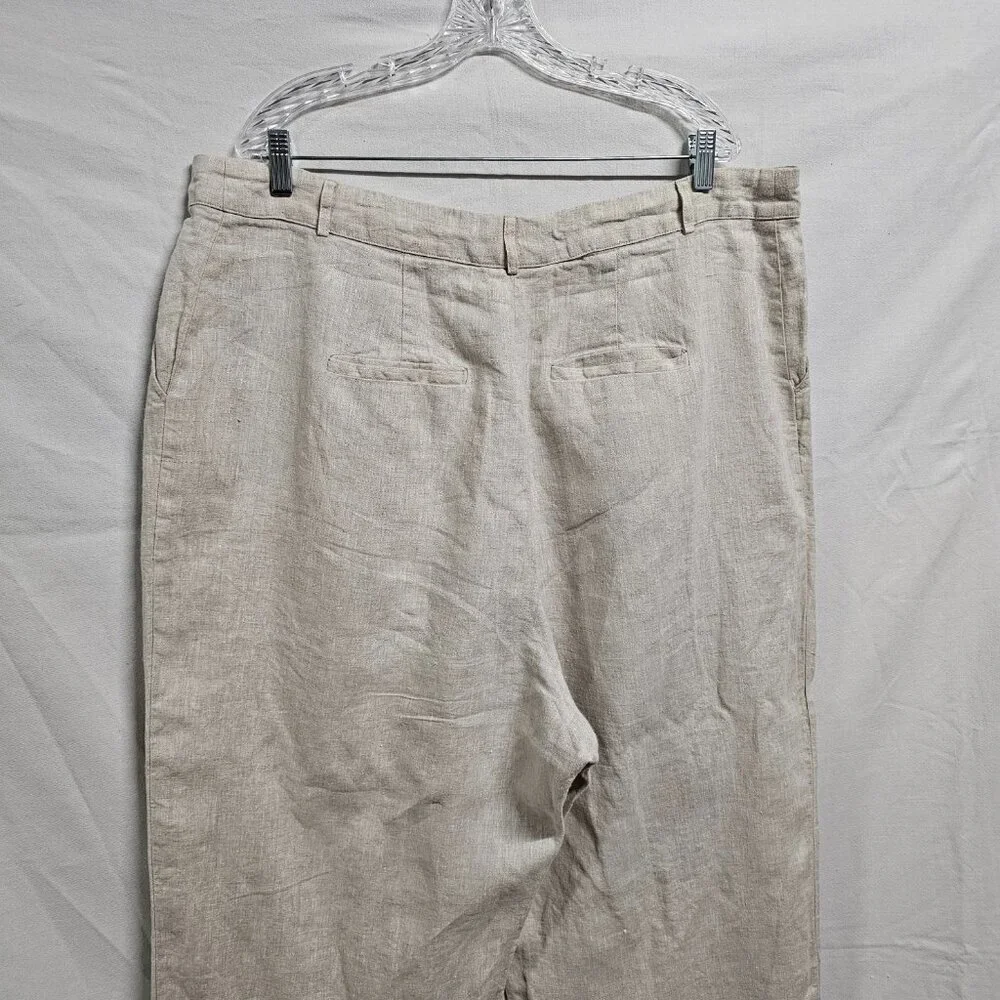 Reformation Mason Wide Leg Women Pants Size 22 Khaki 100% Linen